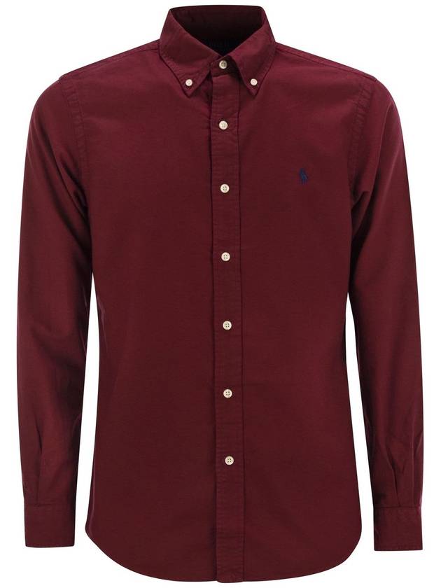 Men s Lassic Fit Garment Dyed Oxford Long Sleeve Shirt Red - POLO RALPH LAUREN - BALAAN 2