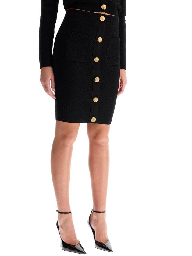 "knitted midi skirt with embossed - BALMAIN - BALAAN 2