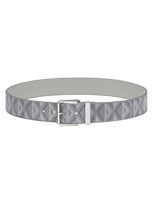 CD Diamond Canvas Calfskin Leather Belt Grey - DIOR - BALAAN 1