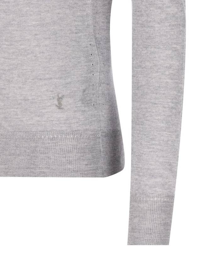 Cassandre Wool Turtle Neck Grey - SAINT LAURENT - BALAAN 4