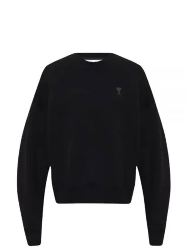 Heart Logo Tone On Tone Sweatshirt Black - AMI - BALAAN 2