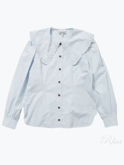 Poplin Frill Collar Shirt Blouse Heather - GANNI - BALAAN 2