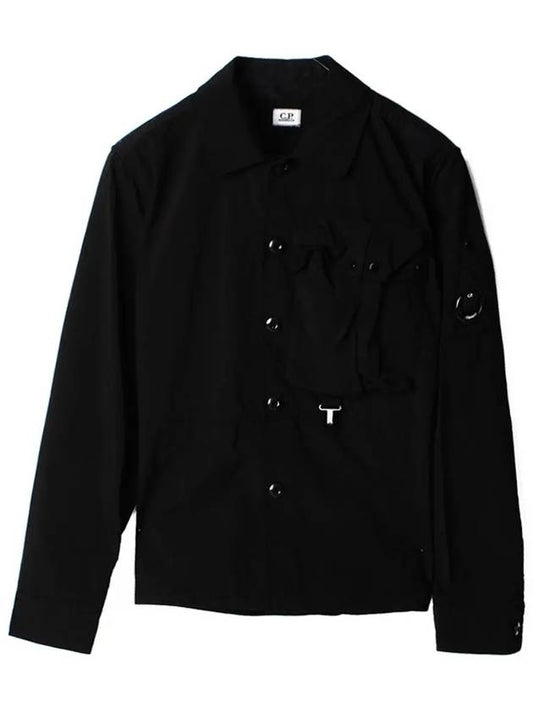 Men's Lens Wappen Tyrone Overfit Long Sleeve Shirt Jacket Black - CP COMPANY - BALAAN 2