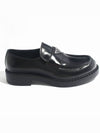 Chocolate Brushed Leather Loafers Black - PRADA - BALAAN 3