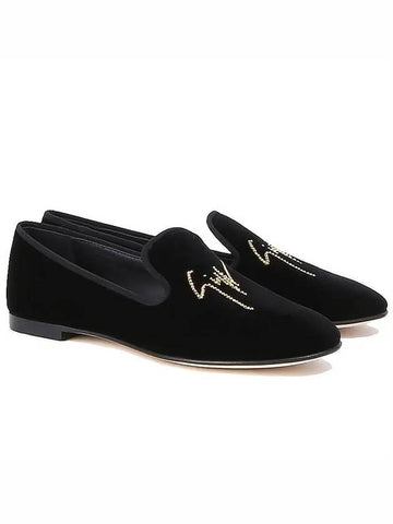 I760012 NERO Velvet Flat Shoes Loafers - GIUSEPPE ZANOTTI - BALAAN 1