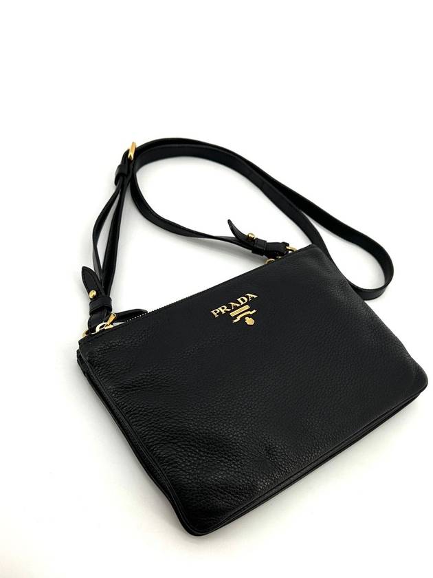 Vitello Dino double zipper gold logo cross bag - PRADA - BALAAN 6