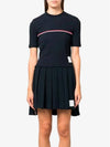 Women's High Twist Rip Stripe Short Sleeve T-Shirt Navy - THOM BROWNE - BALAAN 6