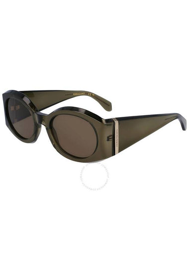 Salvatore Ferragamo Brown Oval Ladies Sunglasses SF2008S 320 55 - SALVATORE FERRAGAMO - BALAAN 1