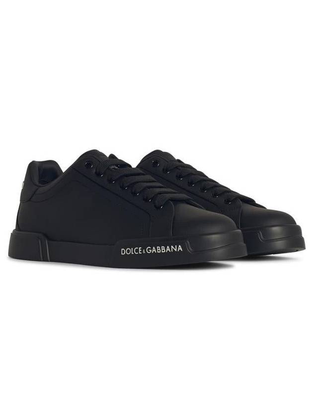 Dolce & Gabbana 'Portofino' Black Leather Sneakers - DOLCE&GABBANA - BALAAN 2