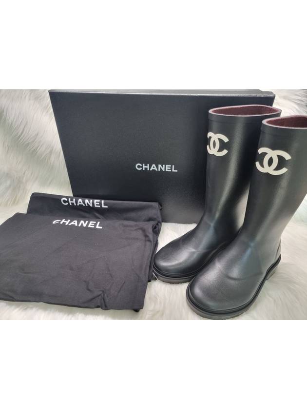 CC Logo Caoutchouc Rain Boots Black - CHANEL - BALAAN 3