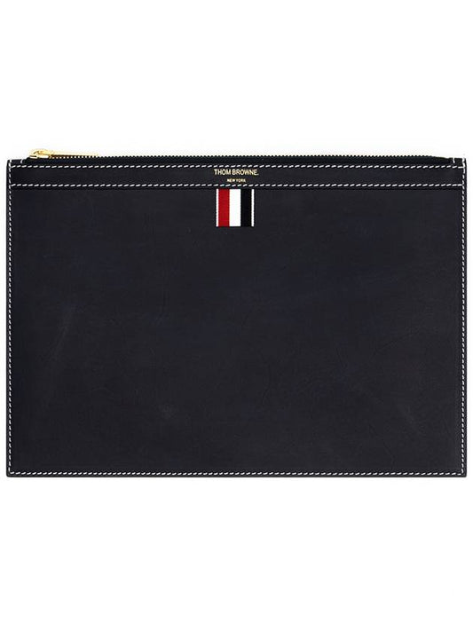 4 Bar Tab Document Clutch Bag Navy - THOM BROWNE - BALAAN.