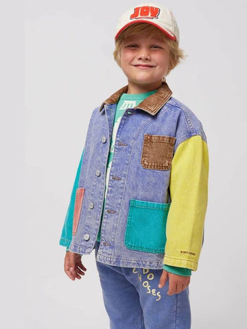 children s denim jacket Color block B125AC106 - BOBO CHOSES - BALAAN 1