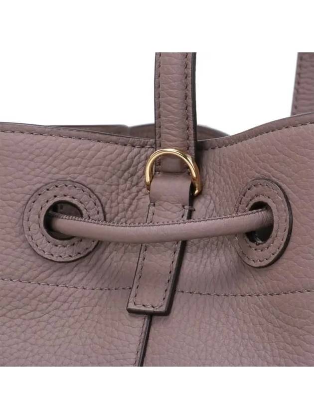 Women's Grainy Leather Small TB Bucket Bag Light Saddle Brown - BURBERRY - BALAAN 9