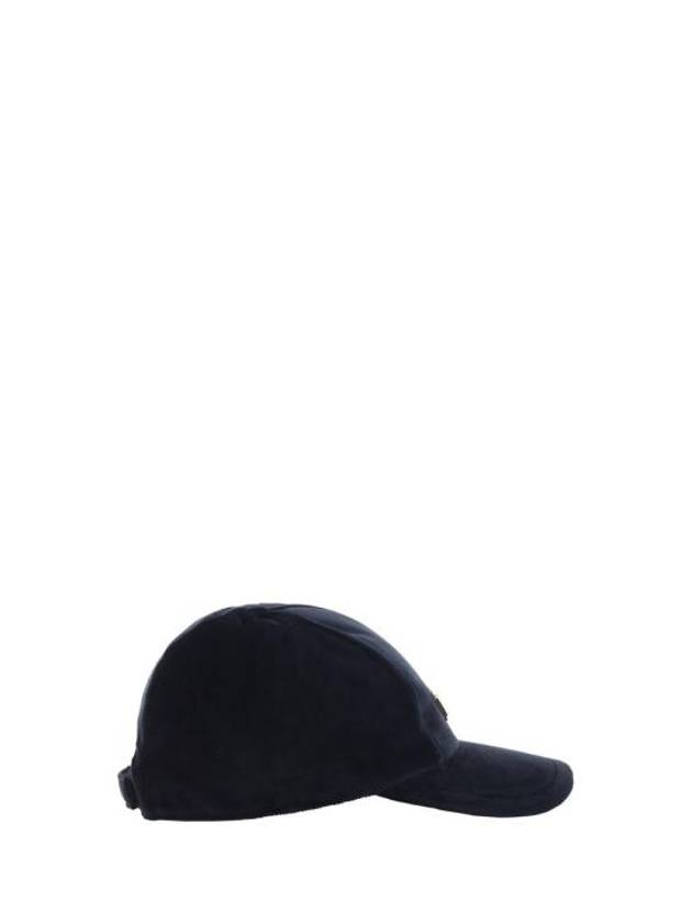 Triangular Logo Velvet Ball Cap Black - PRADA - BALAAN 3