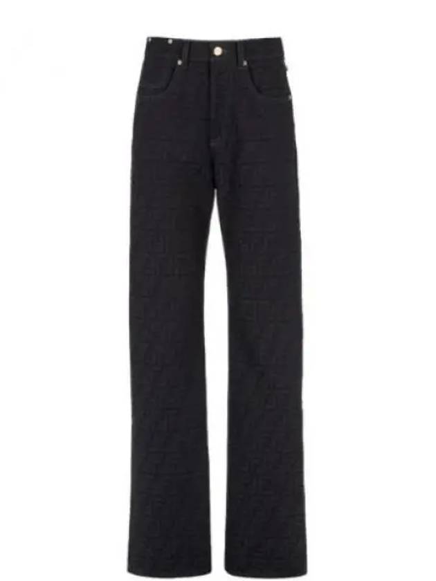 Jacquard Logo Monogram Cotton Straight Pants Dark Blue - FENDI - BALAAN 2