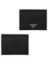 Gold Hardware Triangle Logo Saffiano Half Wallet Black - PRADA - BALAAN 2