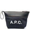 Axel Logo Denim Leather Pouch Bag Dark Navy - A.P.C. - BALAAN 3