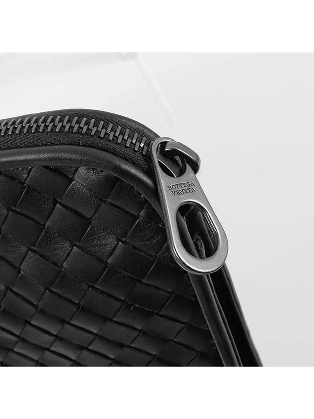 Intrecciato Weaving Zipper Clutch Bag Black - BOTTEGA VENETA - BALAAN 4