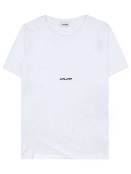 Men's Small Logo Short Sleeve T-Shirt White - SAINT LAURENT - BALAAN 2