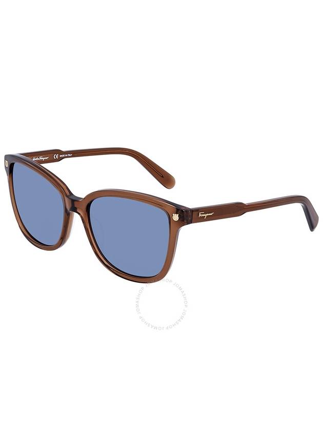 Eyewear Logo Square Sunglasses Blue Brown - SALVATORE FERRAGAMO - BALAAN 3