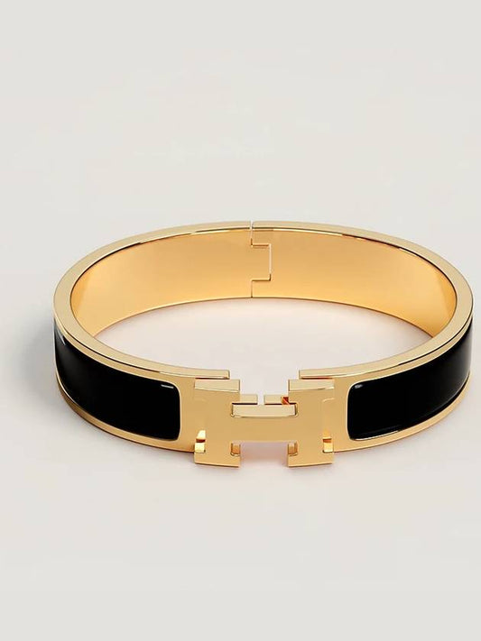 Clic H Bracelet Rose Gold Noir - HERMES - BALAAN.