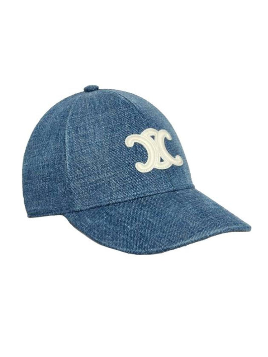 Triomphe Union Wash Denim Ball Cap Blue - CELINE - BALAAN 1