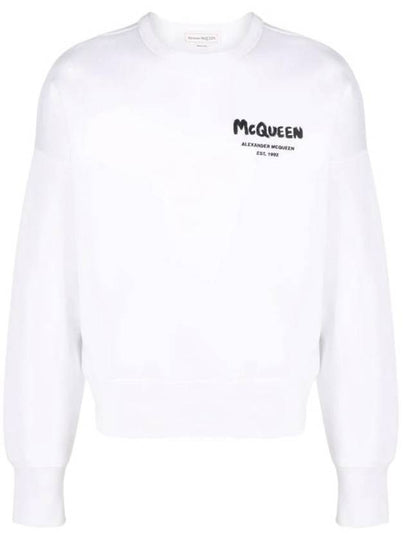 Graffiti Logo Print Sweatshirt White - ALEXANDER MCQUEEN - BALAAN 2