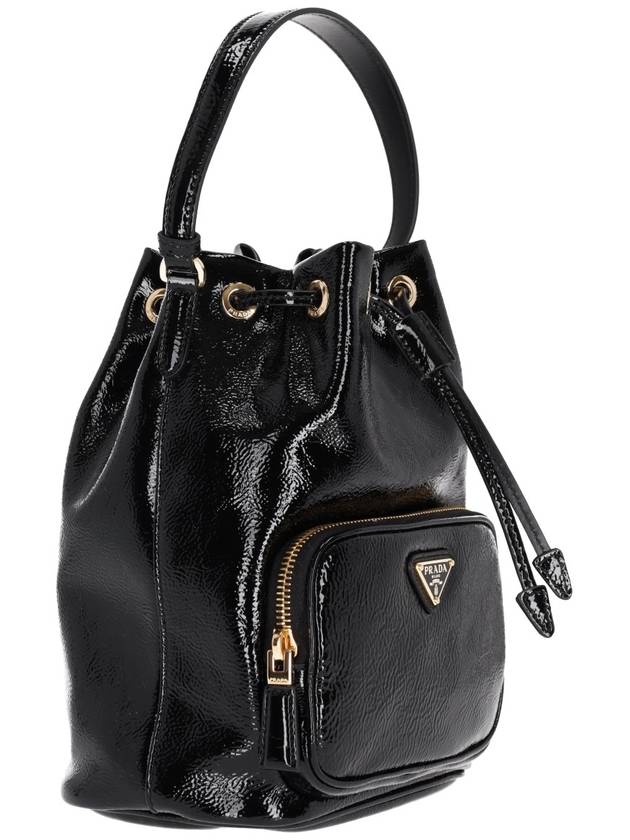 Duet Naplak Patent Leather Bucket Bag Black - PRADA - BALAAN 4