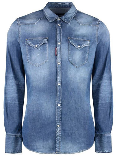 Denim Long Sleeve Shirt Blue - DSQUARED2 - BALAAN 2