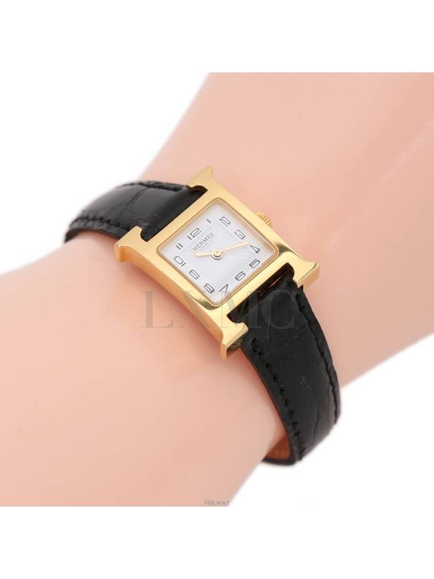 H OUR Watch Heure Small Black Gold Plated - HERMES - BALAAN 9