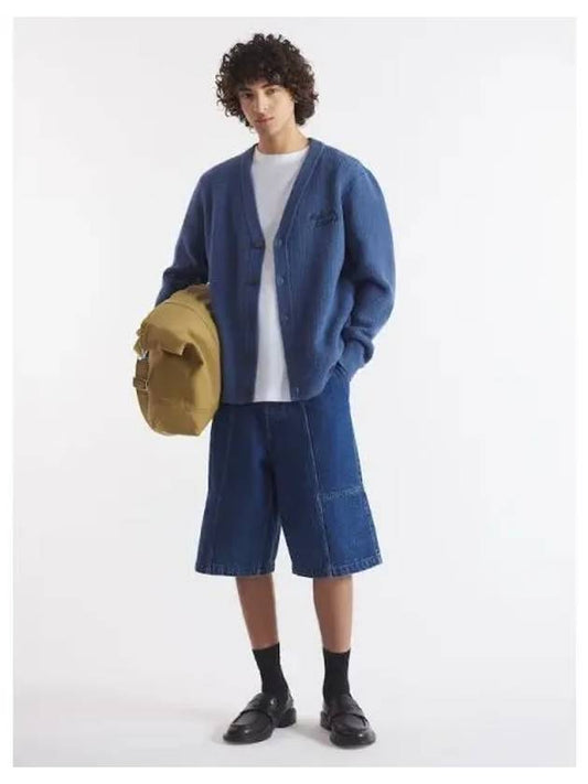 Men s Lettering Comfort Spring Fall Cardigan Storm Blue Domestic Product - MAISON KITSUNE - BALAAN 1