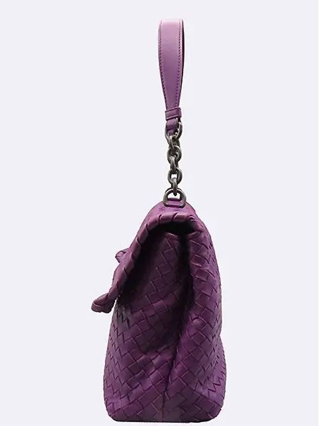 Purple Intrecciato Nappa Large Olympia Flap Tote Bag - BOTTEGA VENETA - BALAAN 2