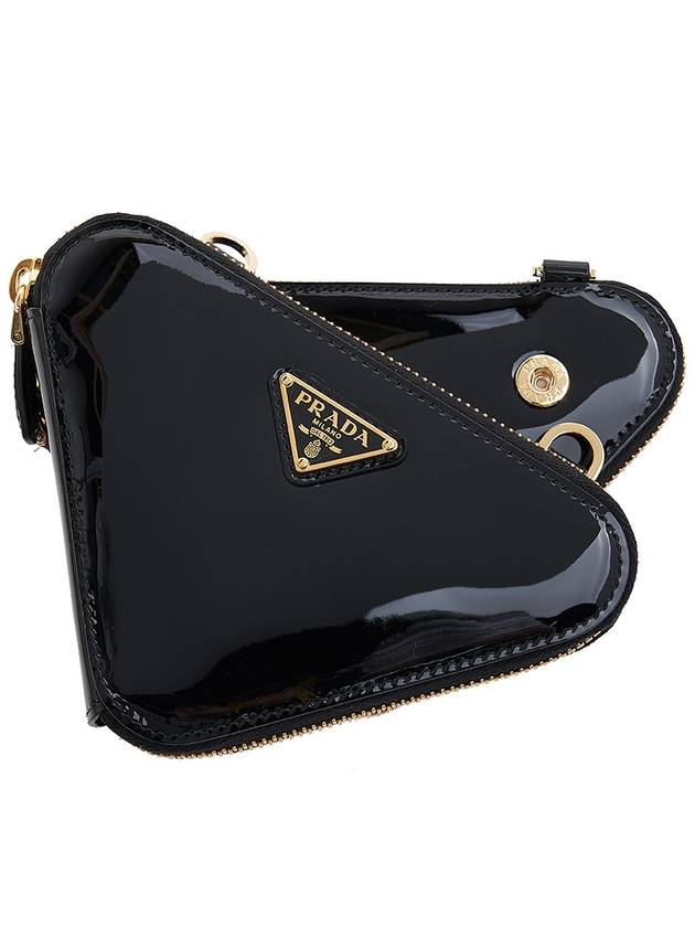 Triangular Patent Leather Mini Pouch Bag Black - PRADA - BALAAN 10