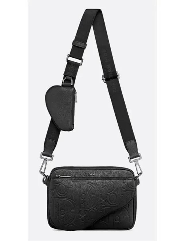 Saddle Triple Embossed Logo Cross Bag Black - DIOR - BALAAN 6