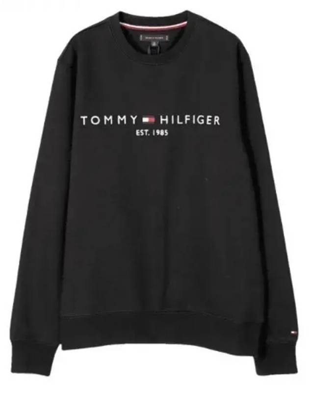 Logo Print Oversized Sweatshirt Black - TOMMY HILFIGER - BALAAN 2