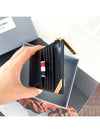 Three Stripe Tab Enamel Corner Zipper Card Wallet Black - THOM BROWNE - BALAAN 6