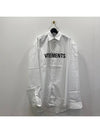 Front Logo Cotton Long Sleeve Shirt White - VETEMENTS - BALAAN.