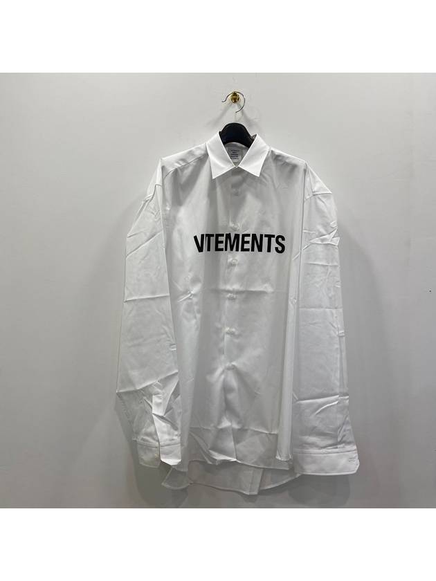 Front Logo Cotton Long Sleeve Shirt White - VETEMENTS - BALAAN 6