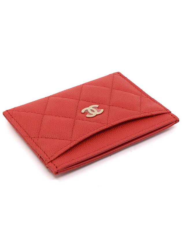 CH Classic Caviar Red Pink Card Wallet Gold AP0213 CH31WT008 - CHANEL - BALAAN 4