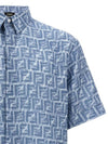 FF Linen Short Sleeve Shirt Blue - FENDI - BALAAN 4