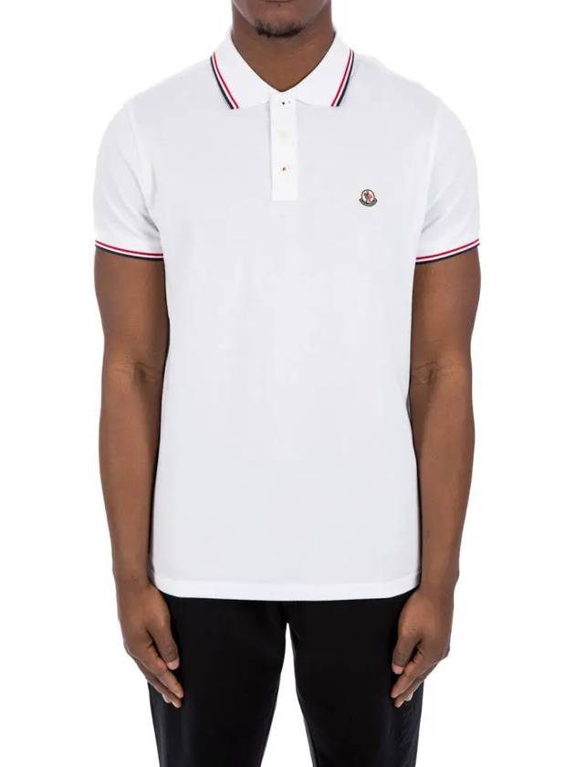 Logo Patch Short Sleeve Polo Optical White - MONCLER - BALAAN 3