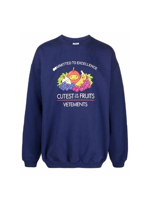 Vegan Print Oversized Fit Sweatshirt Royal Blue - VETEMENTS - BALAAN 1