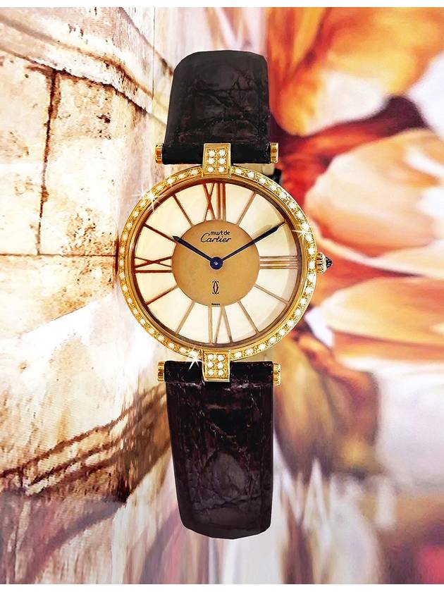 Bentham Gold Roman Dial Women s Diamond Leather Watch - CARTIER - BALAAN 5