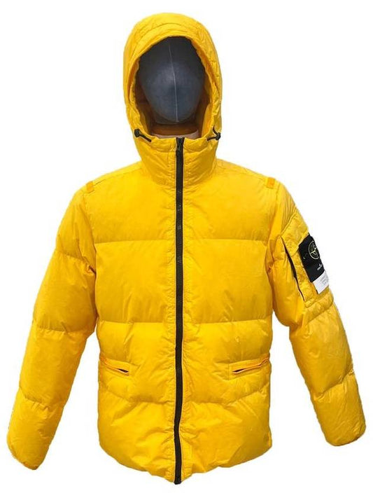 Men's Crinkle Labs Garment Dite Down Jacket Yellow - STONE ISLAND - BALAAN.
