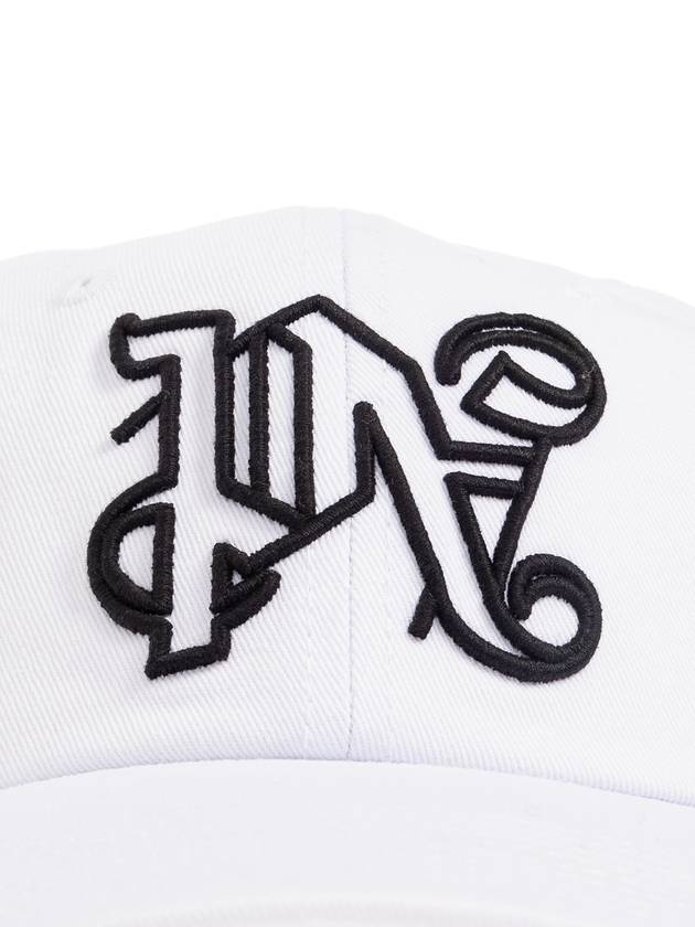 Monogram Embroidered Base Ball Cap White - PALM ANGELS - BALAAN 5