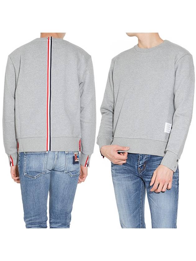 Thom Browne white threeline hem cut crew neck sweatshirt MJT085A 03377 055 - BURBERRY - BALAAN 1