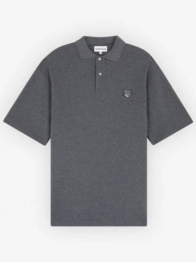 Bold Fox Head Patch Oversized Polo Shirt Grey - MAISON KITSUNE - BALAAN 2