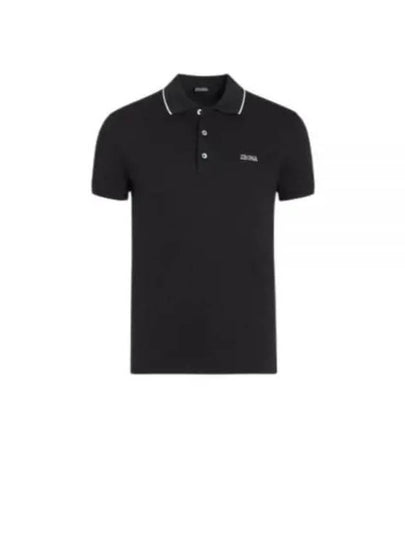 Stretch Cotton Polo Shirt Black - ERMENEGILDO ZEGNA - BALAAN 2