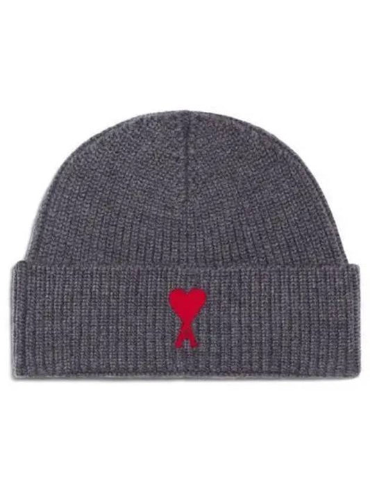 Embroidered Logo Wool Beanie Grey - AMI - BALAAN 2