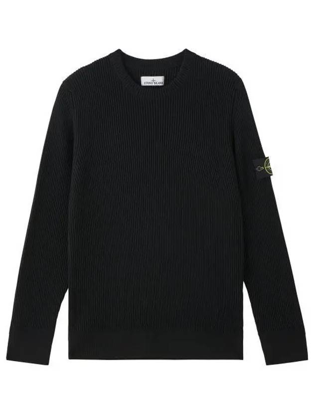 Full rib wool crewneck knit black 553C2 V0029 271211 956410 - STONE ISLAND - BALAAN 1